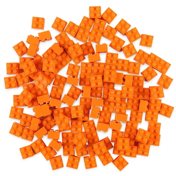 Strictly Briks Building Blocks Starter Kit - Orange Blocks for Kids & Creative Play - Stackable Brick Building Set & Toy Kit - Compatible with Lego - 144-Pack, 2x2 Peg, Orange