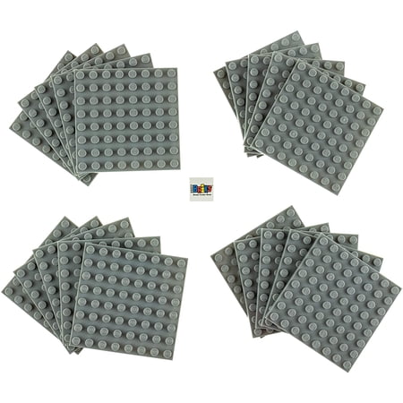 Strictly Briks Classic Briks 20 Piece Gray 8x8 Building Brick Baseplate Creative Play Set