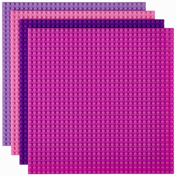 Strictly Briks Classic Stackable Baseplates, For Building Bricks, Bases for Tables, Mats, and More, 100% Compatible with All Major Brands, Girls Theme, 4 Pack, 10x10 Inches