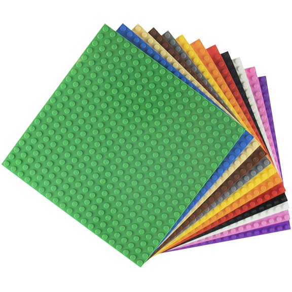 Strictly Briks Classic Stackable Baseplates, Building Bricks For Towers, Shelves, and More, 100% Compatible with All Major Brands, Rainbow Colors, 12 Pack, 6x6 Inches
