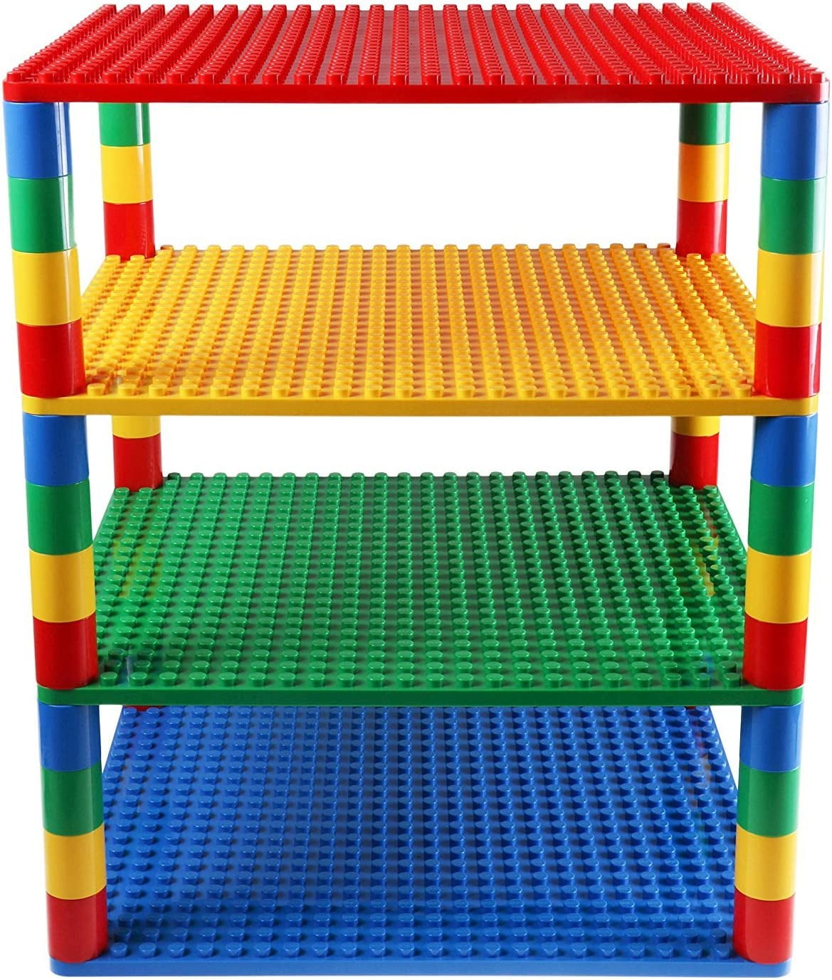 Strictly Briks Large Classic Stackable Baseplates, Building Bricks For Towers, Shelves, and More, 100% Compatible with All Major Brands, Basic Colors, 4 Base Plates & 48 Stackers, 16x13 Inches