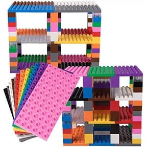 Strictly Briks Toy Building Block, Big Brick Tower Set for Ages 3 and Up, Rainbow Colors, 12 7.5x3.75 Base Plates and 96 Assorted Big Bricks, 108 Pieces, Multi-color