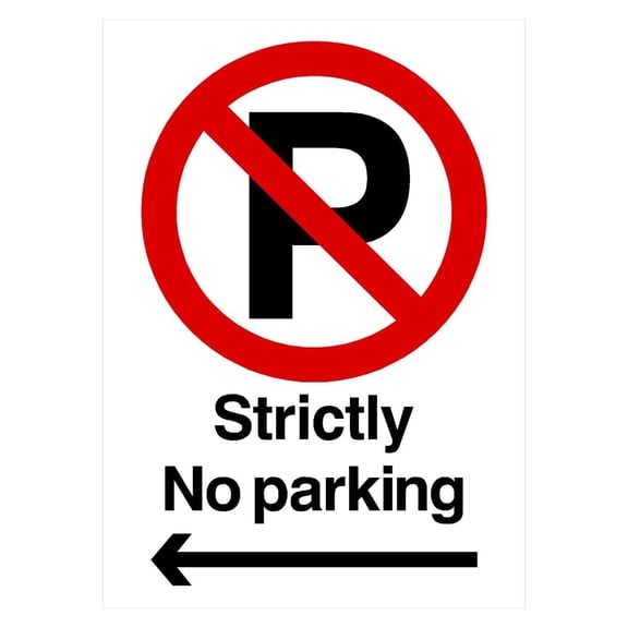 Strictly No Parking Left Arrow Prohibition P Sign Portrait Parking Signs & Permits Metal Sign - Caution Safety Warning Security Signs Indoor & Outdoor Size: 8 x 12 inch