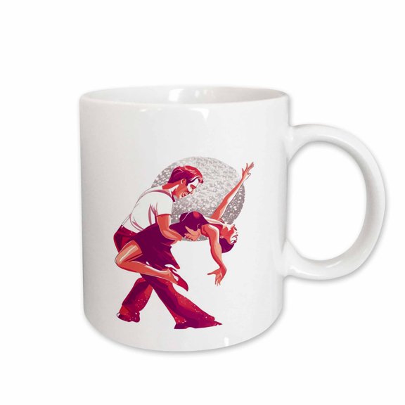 3drose, Strictly Salsa Couple Dancing with Glitter Ball, 15oz Mug