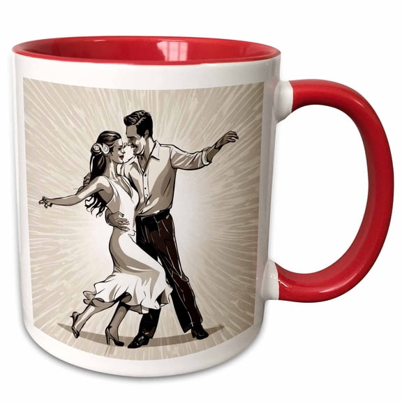 3drose, Strictly Salsa Couple Dancing with Pazazz, 11oz Two-tone Red Mug