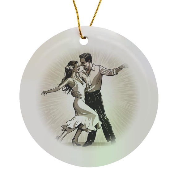 3drose, Strictly Salsa Couple Dancing with Pazazz, Circle Porcelain Ornament
