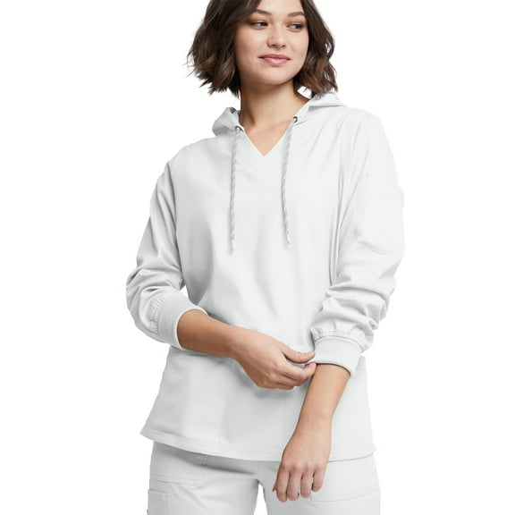 Strictly Scrubs Women's Pullover Hoodie – Medical Uniform Warm Up Scrub Jacket (Medium, White)