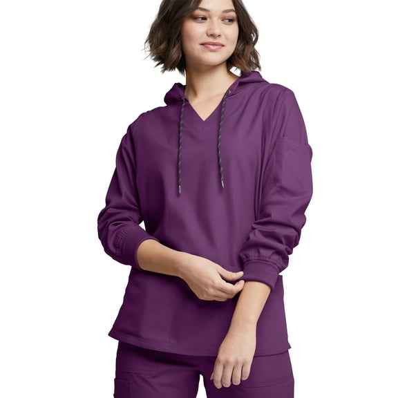Strictly Scrubs Women's Pullover Hoodie – Medical Uniform Warm Up Scrub Jacket (X-Small, Eggplant)