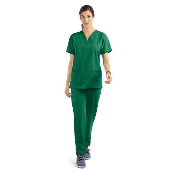 Strictly Scrubs Women’s Scrub Set – Includes V-Neck Top and Elastic Pant (3X-Large, Hunter)