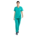 thumbnail image 1 of Strictly Scrubs Women’s Scrub Set – Includes V-Neck Top and Elastic Pant (X-Large, Turquoise), 1 of 7