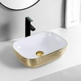 thumbnail image 1 of Strictly Sinks 19 Inch Bathroom Vessel Sink – Rectangular Gold & White Ceramic Countertop Bathroom Sink – Easy to Install Above Counter Luxurious Vessel Sink for Bathroom (19-3/4″ W x 16″ L x 6″H, 1 of 8