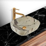 Strictly Sinks 20" Bathroom Vessel Sink Calacatta Marble Design Ceramic Countertop Luxurious Sink
