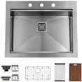 Strictly Sinks 25” Dual Mount Kitchen Sink Workstation Silver 16 Gauge