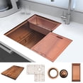thumbnail image 1 of Strictly Sinks 30” Workstation Corner Kitchen Sink – Copper Single Bowl 16 Gauge Stainless Steel Corner Sink, 1 of 10