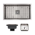 thumbnail image 1 of Strictly Sinks 32 Inch Undermount Single Bowl Kitchen Sink – Silver Designer Shelf Accessory 16 Gauge Stainless Steel – Scratch & Stain Resistant Bottom Grid & Single Strainer Square Drain, 1 of 8