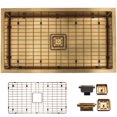 thumbnail image 1 of Strictly Sinks 32 Inch Undermount Single Bowl Kitchen Sink – Sink with Bottom Grid & Drain – Gold, 1 of 7