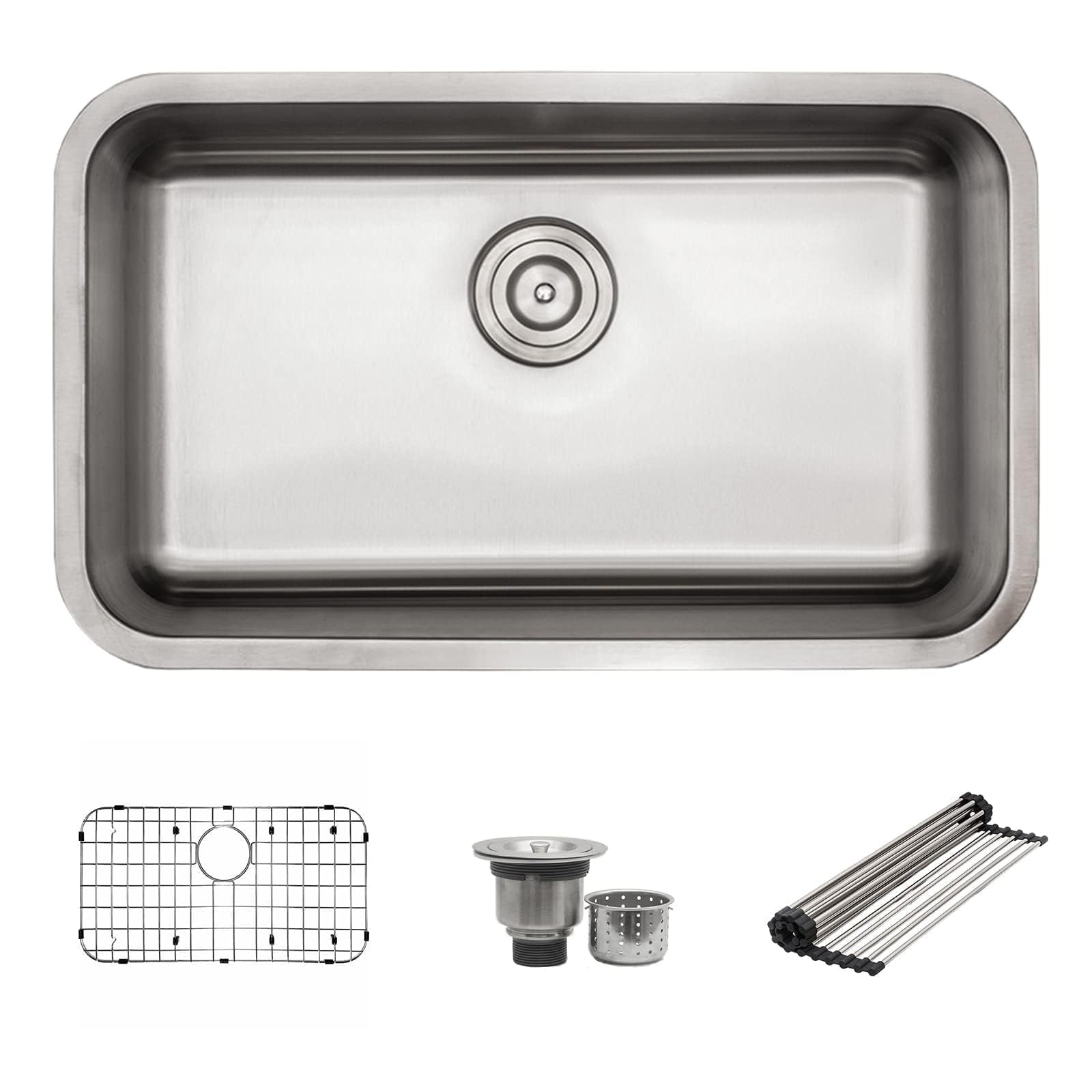 Brushed Stainless Steel Single Bowl Undermount Kitchen Sink