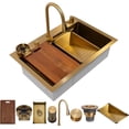thumbnail image 1 of Strictly Sinks 33 Inch Waterfall Kitchen Sink with Glass Rinser–16 Gauge Drop In Kitchen Sink with 360° Pull-Out Faucet,Waterfall Sprayer,Wood Cutting Board,Colander,Drain & Kitchen Sink Accessories, 1 of 7