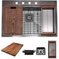 thumbnail image 1 of Strictly Sinks 33" Topmount Kitchen Workstation Black Single Bowl 16ga Stainless Steel Drop In Sink, 1 of 10