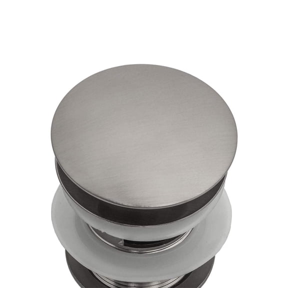Strictly Sinks Bathroom Pop Up Sink Drain Brushed Nickel Metal Overflow Stopper Mushroom Drain 1.6"
