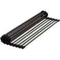 thumbnail image 1 of Strictly Sinks Stainless Steel Roll Up Dish Drying Rack – Black 17 Inch Over The Sink Drying Rack Ideal for Workstation Sinks Only – Multipurpose Foldable Kitchen Dish Rack (17-3/8″ x 13″ x 3/8″), 1 of 8