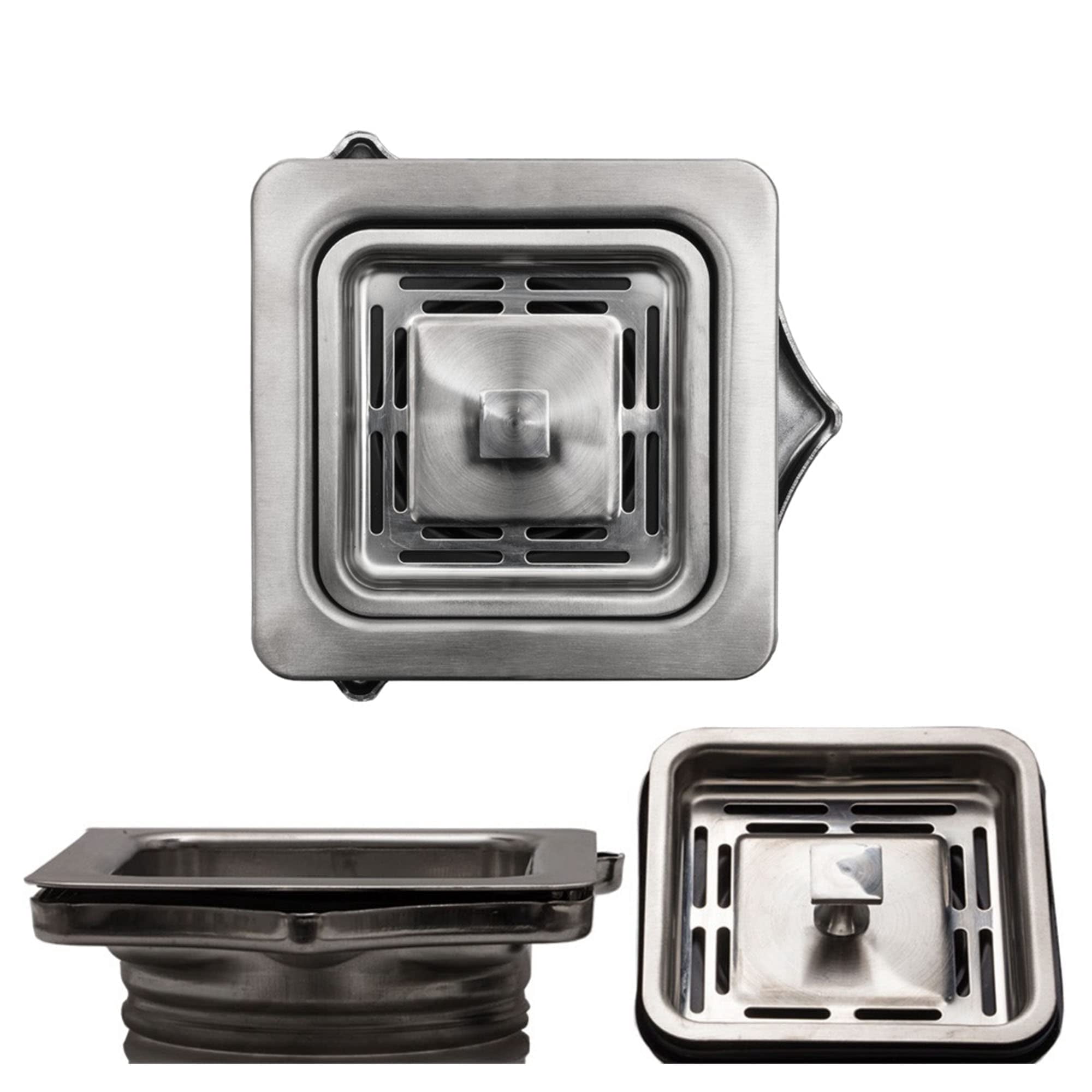Strictly Sinks Stainless Steel Square Garbage Disposal Adapter for Kitchen Sink Durable with Drain