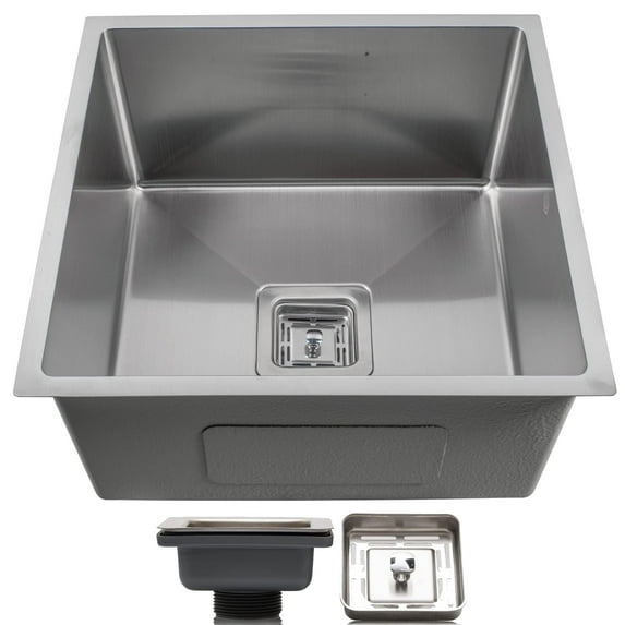 Strictly Sinks Undermount Silver Kitchen Sink – 18 Inch Single Bowl Bar Prep Sink 16 Gauge Stainless Steel