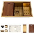 thumbnail image 1 of Strictly Sinks Undermount Workstation Kitchen Sink – 32 Inch 16 Gauge Hexagon Texture Gold Sink, 1 of 10