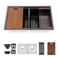 thumbnail image 1 of Strictly Sinks Undermount Workstation Kitchen Sink 32 Inch 16ga Double Bowl Leather Texture Black, 1 of 9