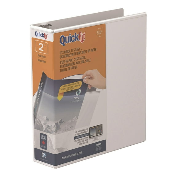 Stride® QuickFit® Angle D-Ring View Binders, 475-Sheet Capacity, 2" Rings, 47% Recycled, White