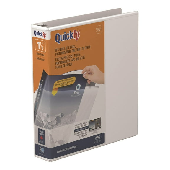 Stride QuickFit D-Ring View Binder, 1 1/2" Capacity, 8 1/2 x 11, White -STW87020