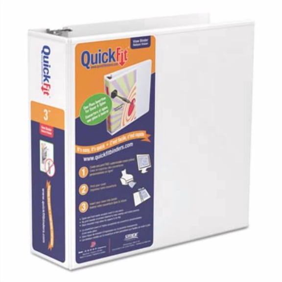 Stride® QuickFit® View 3-Ring Binder, 3" Round Rings, 47% Recycled, White