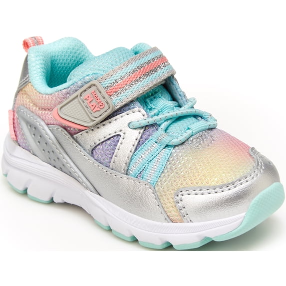 Stride Rite Girls Made2Play Journey Adaptable Athletic Sneaker, Silver/Multi, 8.5 Wide Toddler