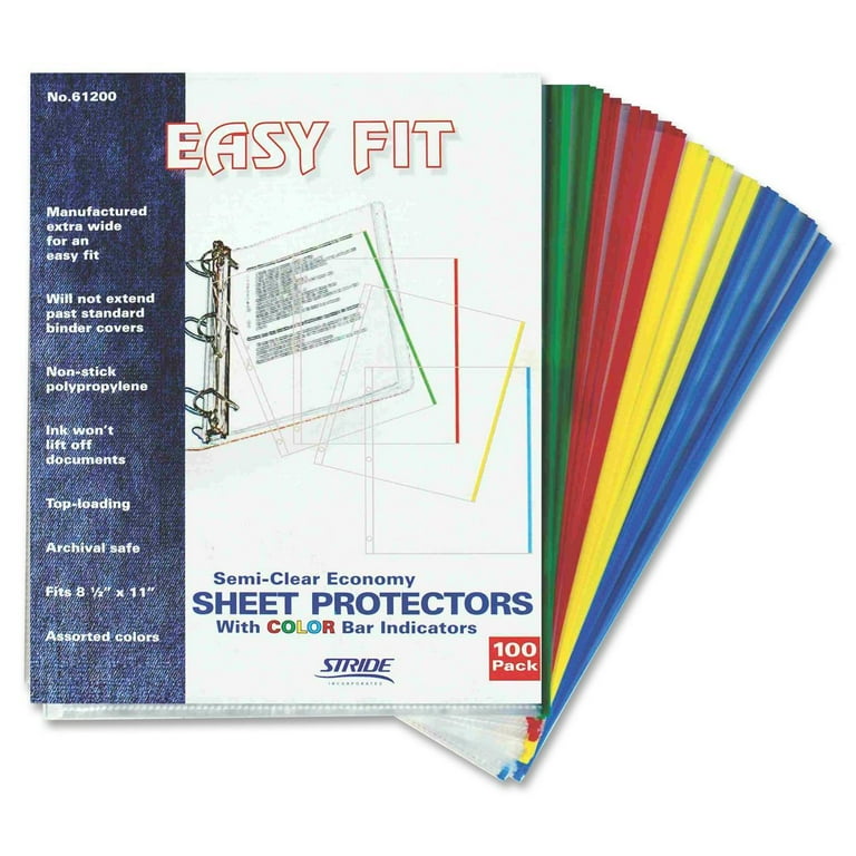 EasyFit Sheet Protectors, 8.5 x 11, Portrait, Assorted Colors, 100/Box EasyFit Sheet Protectors, 8.5 x 11, Portrait, Assorted Colors, 100/Box
