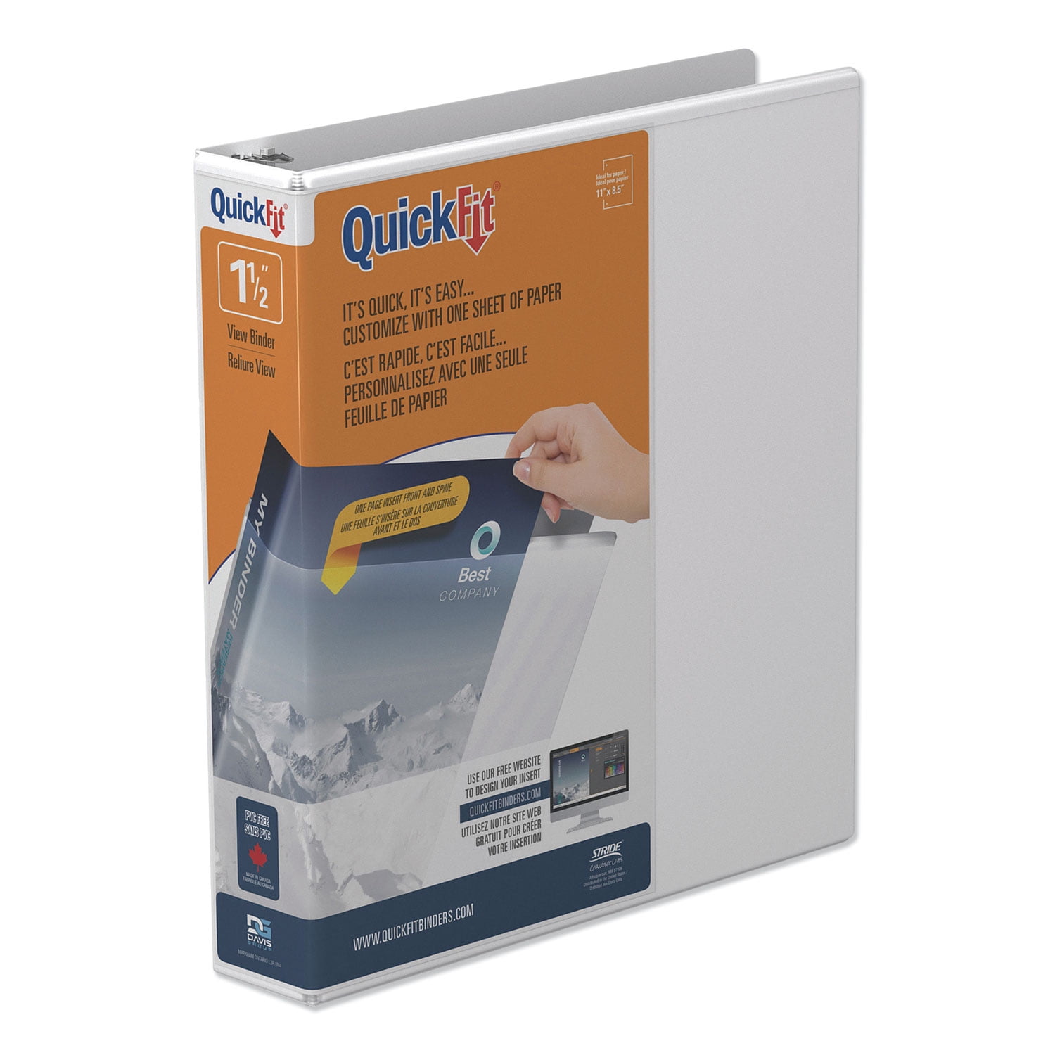 Stride - Quick Fit D-Ring View Binder, 3-inch Capacity, White, Sold as 1 EA Stride - Quick Fit D-Ring View Binder, 3-inch Capacity, White, Sold as 1 EA