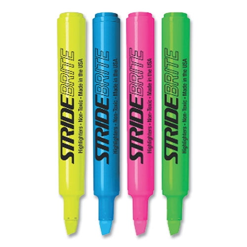 StrideBrite Tank Highlighter, Assorted Ink Colors, Chisel Tip, Assorted Barrel Colors, 12/Pack StrideBrite Tank Highlighter, Assorted Ink Colors, Chisel Tip, Assorted Barrel Colors, 12/Pack