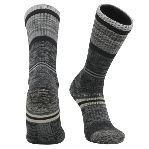 Strideline Combed Cotton Premium Striped Crew Socks (Black Mix)