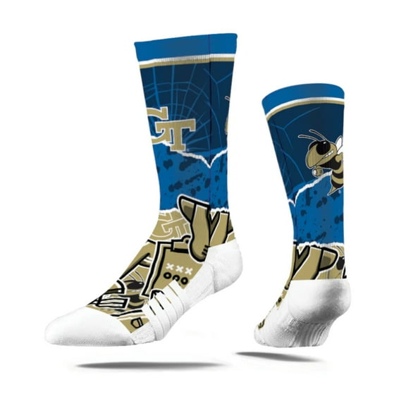 Strideline Georgia Tech Yellow Jackets Tear-Out Logo NCAA Licensed Crew Socks (M-L)