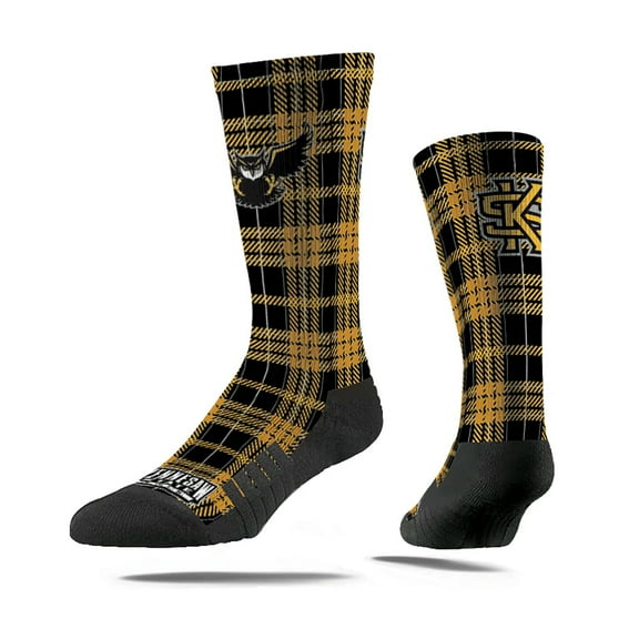Strideline Kennesaw State Owls Plaid Logo NCAA Licensed Crew Socks
