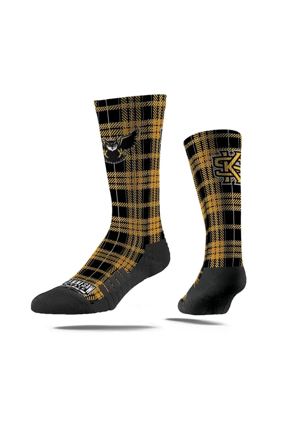 Kennesaw State Owls Plaid Logo NCAA Licensed Crew Socks