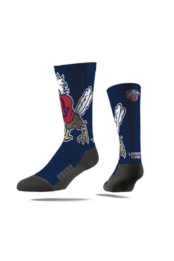 Liberty University Premium Mascot NCAA Licensed Crew Socks - Navy