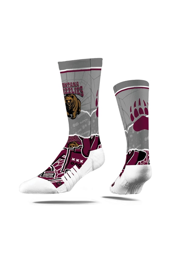Montana Grizzlies Tear-Out Logo NCAA Licensed Crew Socks (M-L)