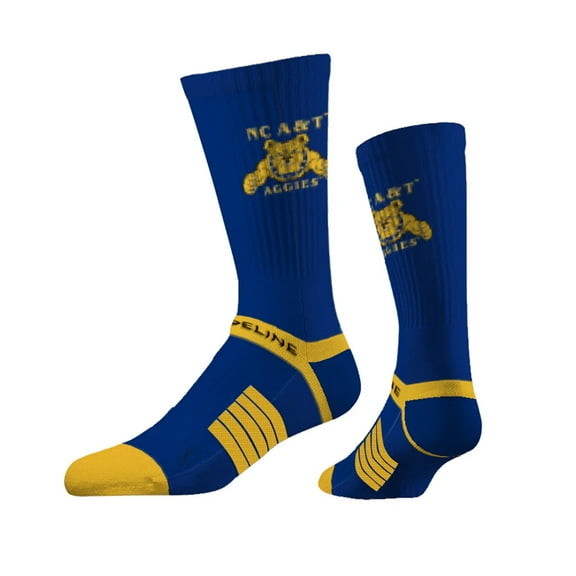 Strideline North Carolina A&T Aggies Premium Knit NCAA Licensed Crew Socks - Blue (M-L)