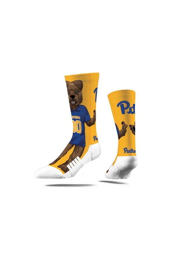 Pittsburgh Panthers Mascot NCAA Licensed Crew Socks - Gold