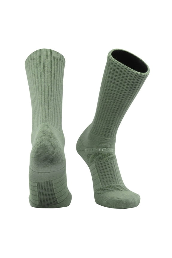 Premium Combed Cotton Color Crew Socks (Sage)