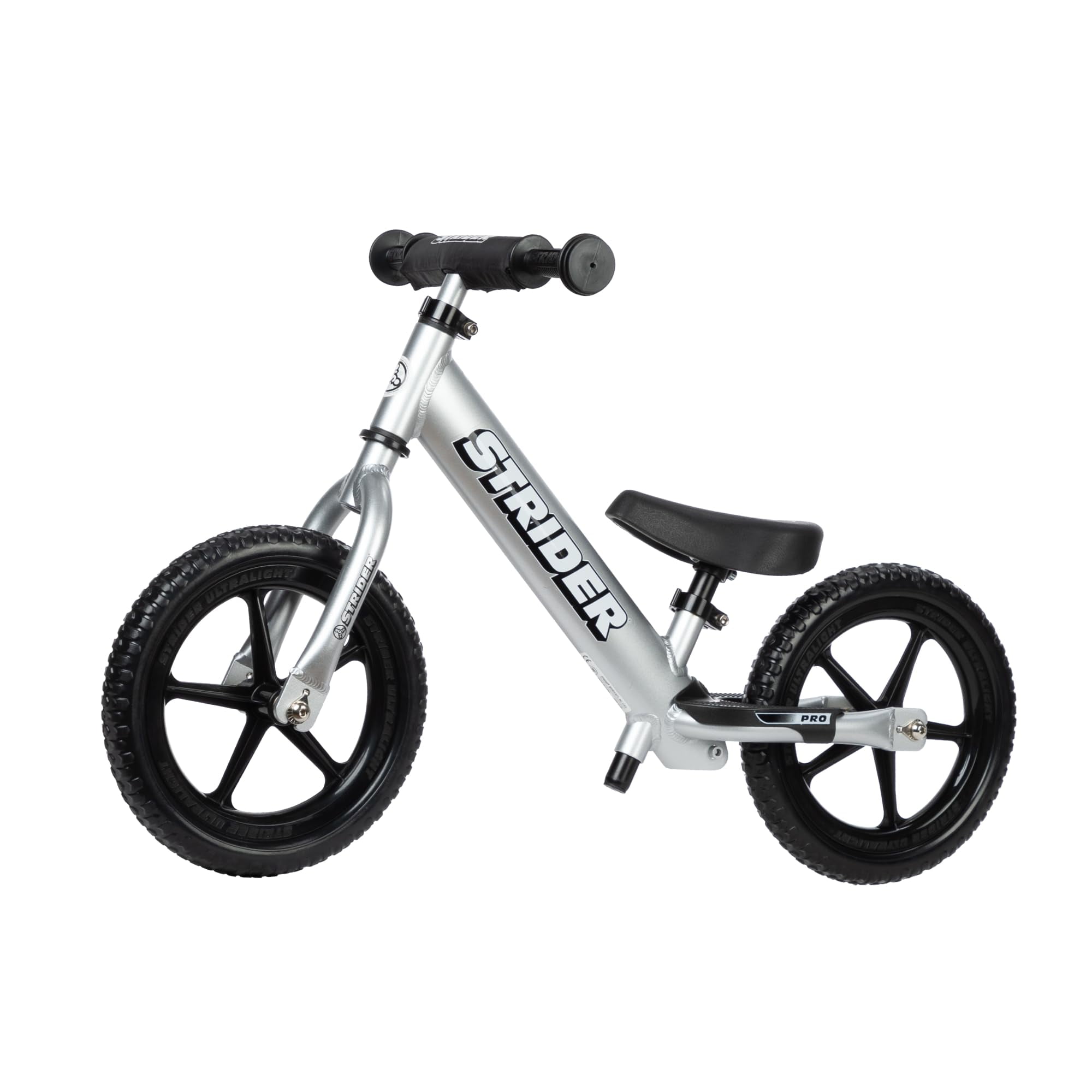 STRIDER シルバー Strider 12” Pro Bike, Silver - No Pedal Balance Bicycle for Kids 1