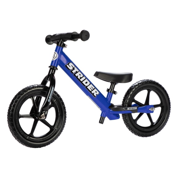 Strider 12 Sport Bike, Blue - No Pedal Balance Bicycle for Kids 1 to 4 Years - Includes Safety Pad, Padded Seat,Mini Grips, Flat-Free Tires -Easy Assembly, Tool-Free Adjustments