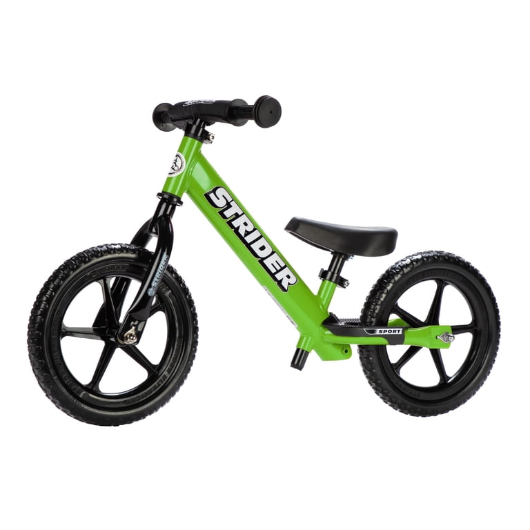 Strider 12” Sport Bike, Green - No Pedal Balance Bicycle for Kids