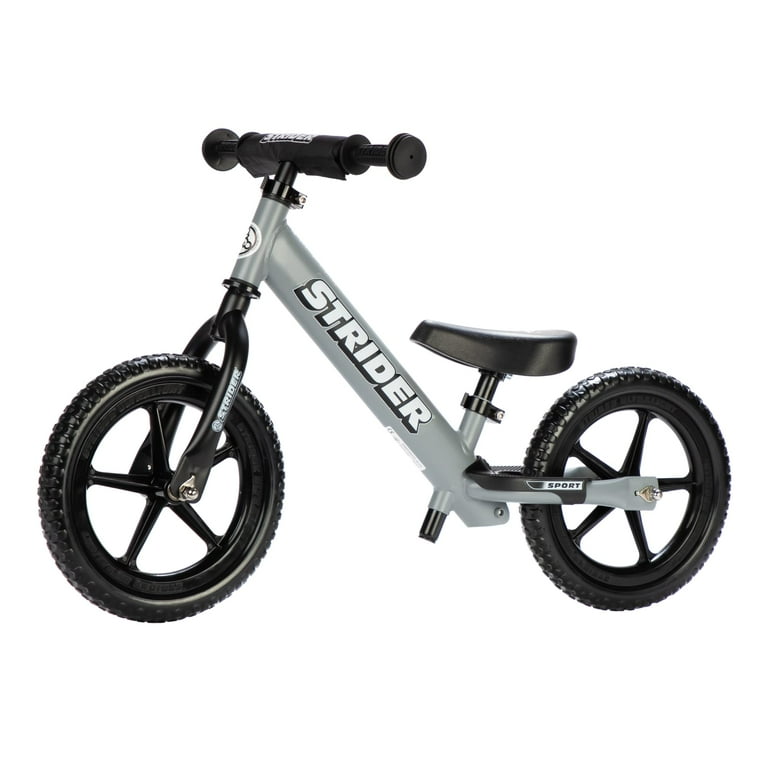Strider 12” Sport Bike, Matte Gray - No Pedal Balance Bicycle for
