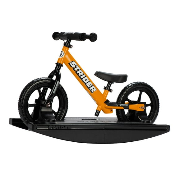 Strider 12” Sport Bike (Orange)   Rocking Base - Helps Teach Baby How to Ride a Balance Bicycle - for Kids 6 Months to 4 Years - Easy Assembly & Adjustments